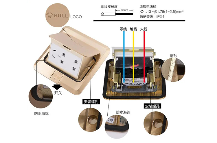 办公室地插安装接线工艺